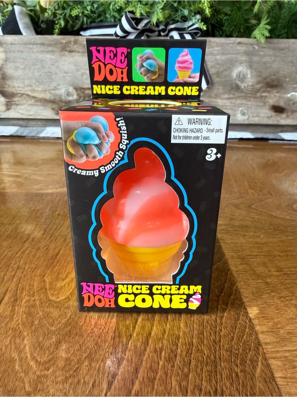 NeeDohNice Cream Cone squishy - orange swirl